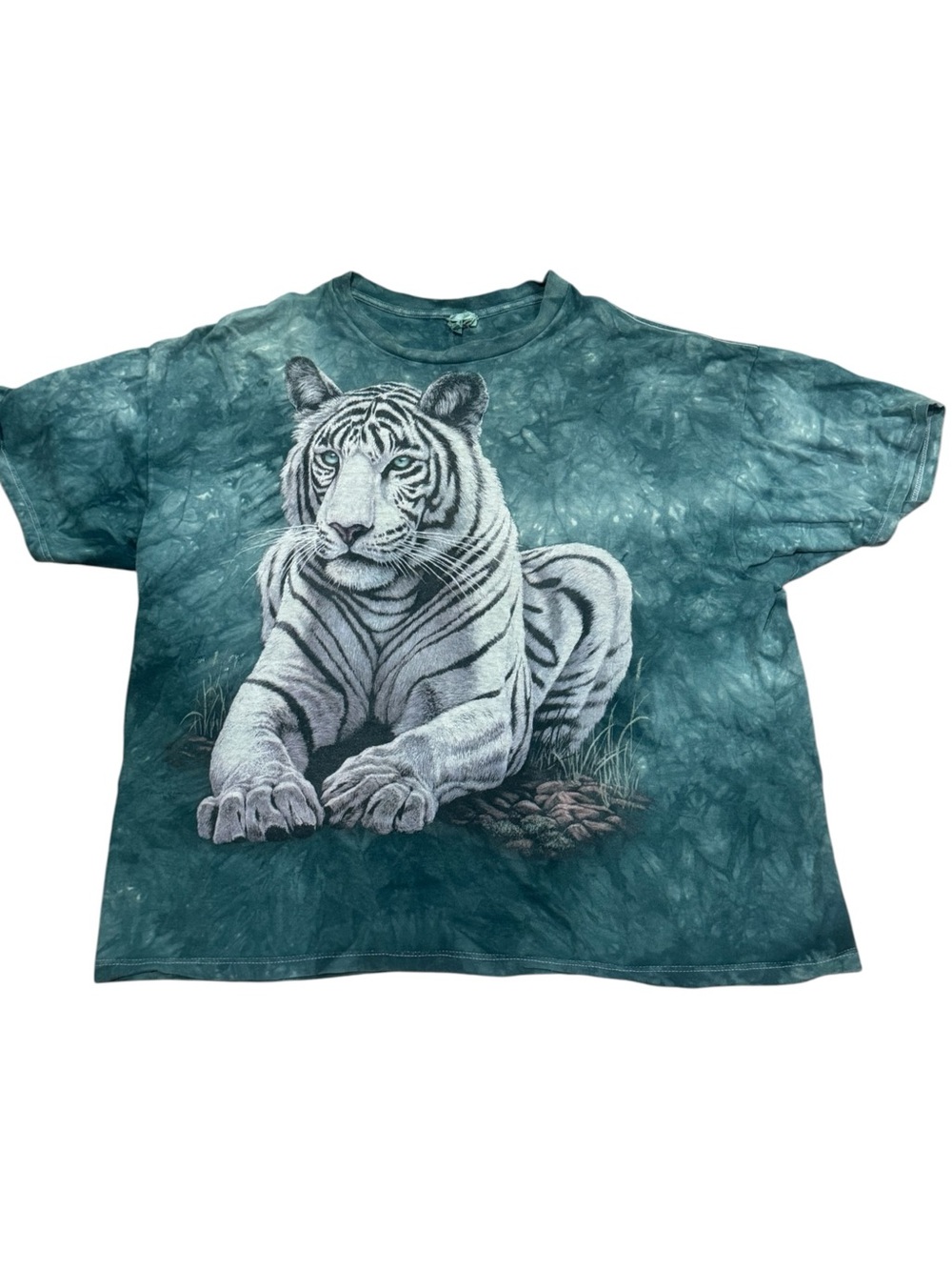 Delta Teal Tie-Dye White Tiger Graphic Tee